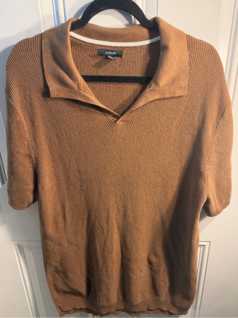 Alfani Men's Short Sleeve Polo in Camel Brown